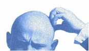 a man scratching his head, symbolising doubt